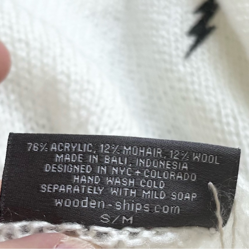 WOODEN SHIPS NWT Lightening Bolt Knit Crew Neck Sweater Gauzy Semi-Sheer Novelty - Picture 3 of 7
